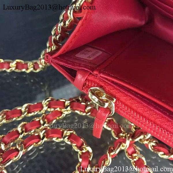 Chanel WOC mini Flap Bag Red Sheepskin A5373 Gold