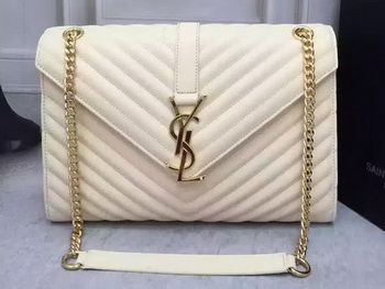 YSL Classic Monogramme Flap Bag Calfskin Leather Y26588 White