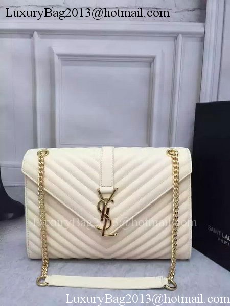 YSL Classic Monogramme Flap Bag Calfskin Leather Y26588 White