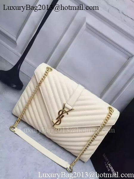 YSL Classic Monogramme Flap Bag Calfskin Leather Y26588 White