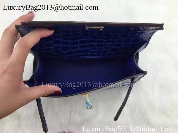 Hermes MINI Kelly 22cm Tote Bag Croco Leather KL22 Blue