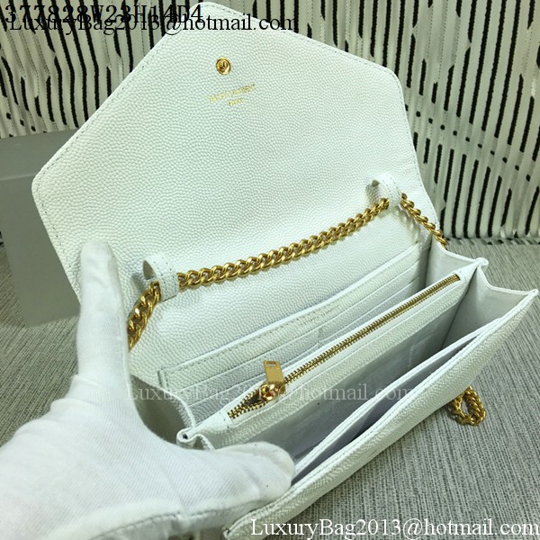 YSL Classic Monogramme Flap Bag Cannage Pattern Y377828L White