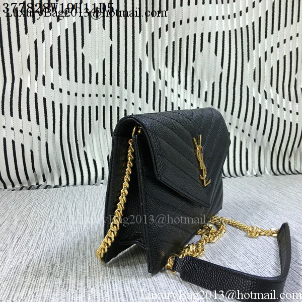 YSL Classic Monogramme Flap Bag Cannage Pattern Y377828S Black