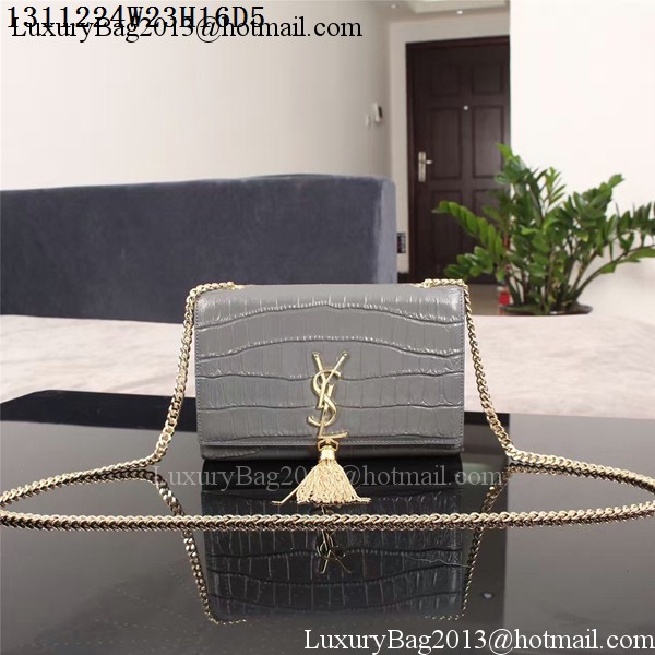 Yves Saint Laurent Croco Leather Cross-body Shoulder Bag 1311224 Grey