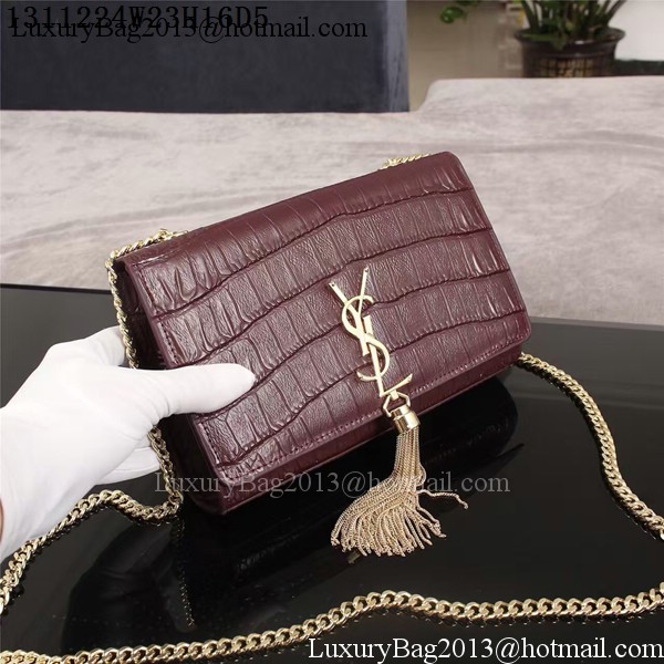 Yves Saint Laurent Croco Leather Cross-body Shoulder Bag 1311224 Purple