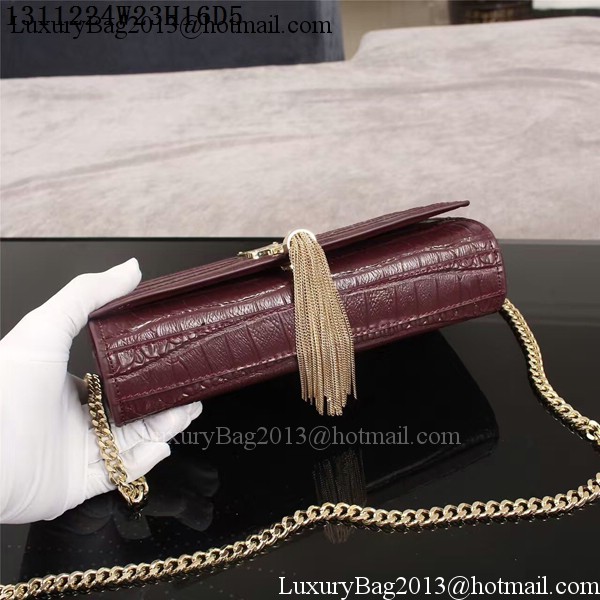 Yves Saint Laurent Croco Leather Cross-body Shoulder Bag 1311224 Purple