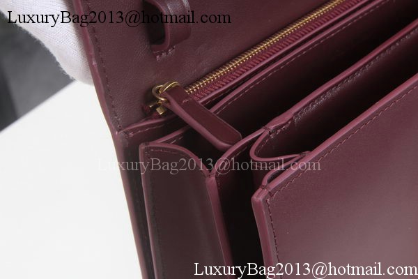 Celine Classic Box Flap Bag Calfskin Leather C3369 Burgundy