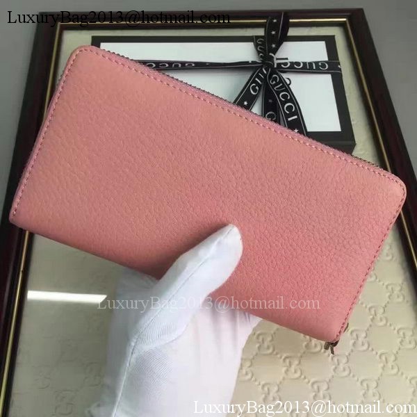 Gucci Leather Zip Around Wallet 456117 Pink