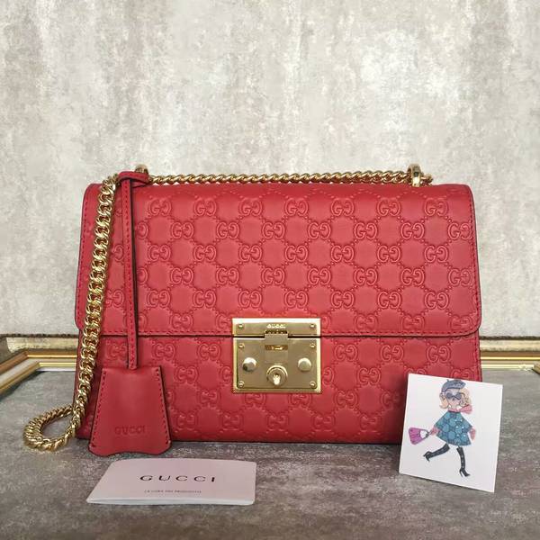 Gucci Padlock Series Gucci Signature Shoulder Bag 409486 Red