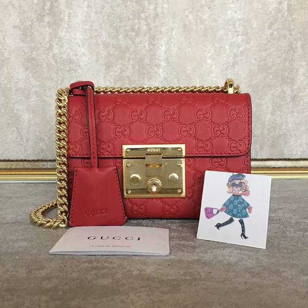 Gucci Padlock Gucci Signature Mini Shoulder Bag 409487A Red