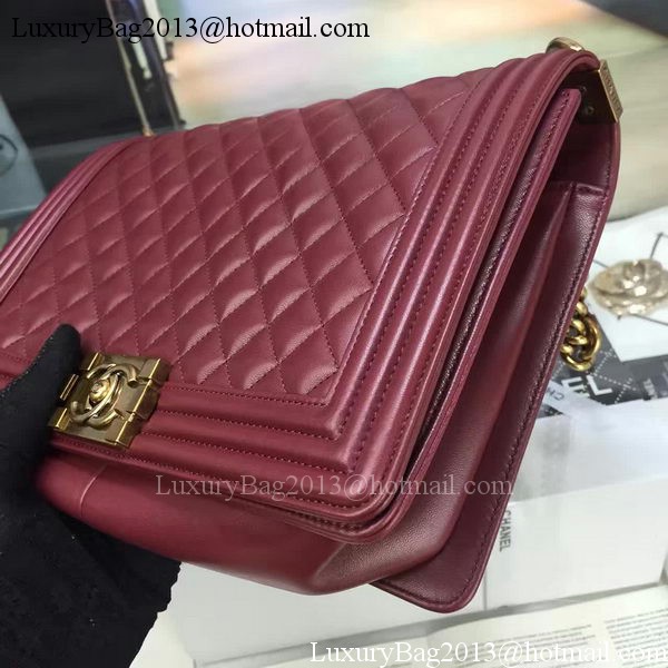 Boy Chanel Flap Bag Wine Original Sheepskin Leather A67088 Gold