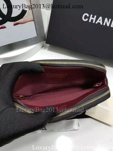 Chanel mini Shoulder Bag Black Sheepskin Leather A7020 Gold