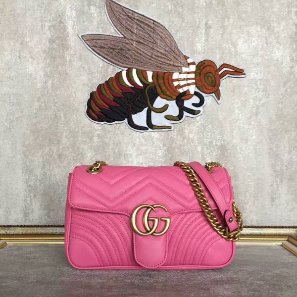 Gucci GG Marmont Sheenskin Shoulder Bag 443497A Pink