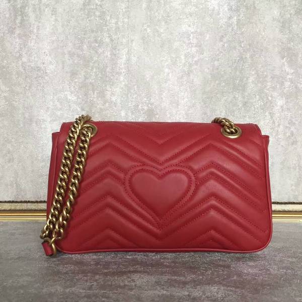 Gucci GG Marmont Sheenskin Shoulder Bag 443497A Red