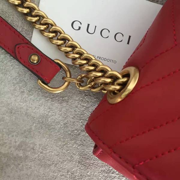 Gucci GG Marmont Sheenskin Shoulder Bag 443497A Red