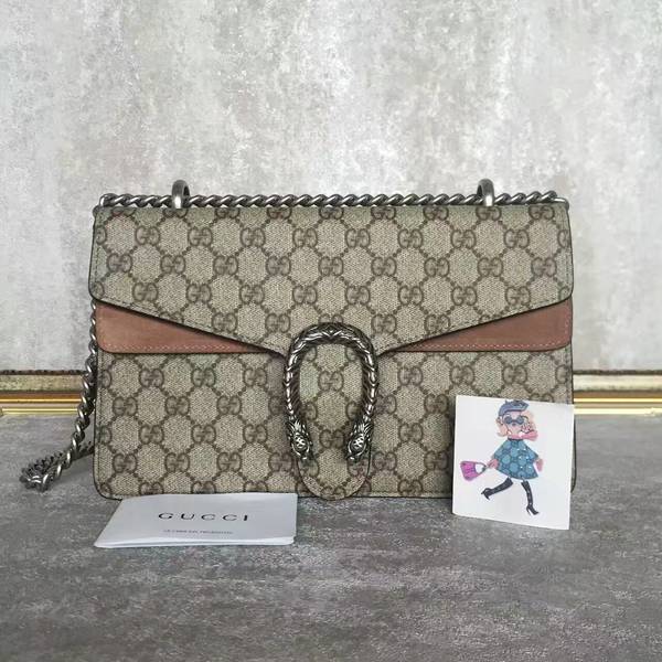 Gucci Medium Dionysus GG Canvas Shoulder Bag 400249 Camel