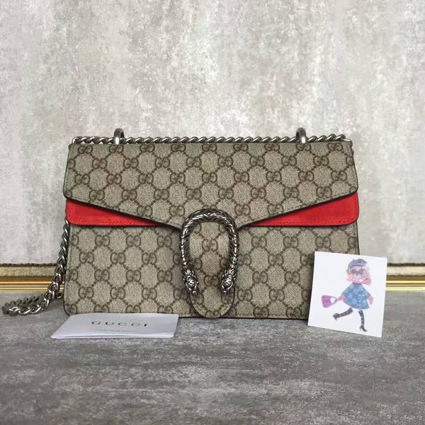 Gucci Medium Dionysus GG Canvas Shoulder Bag 400249 Red