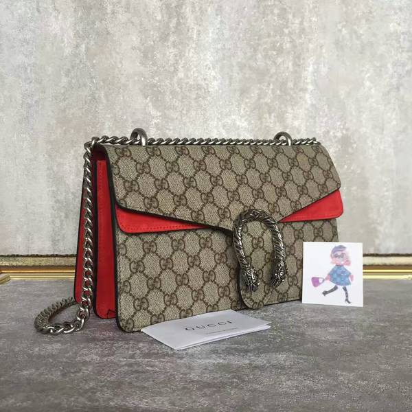 Gucci Medium Dionysus GG Canvas Shoulder Bag 400249 Red