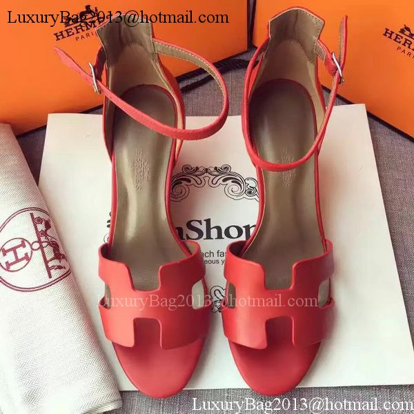 Hermes Leather 70mm Sandal H0741 Red