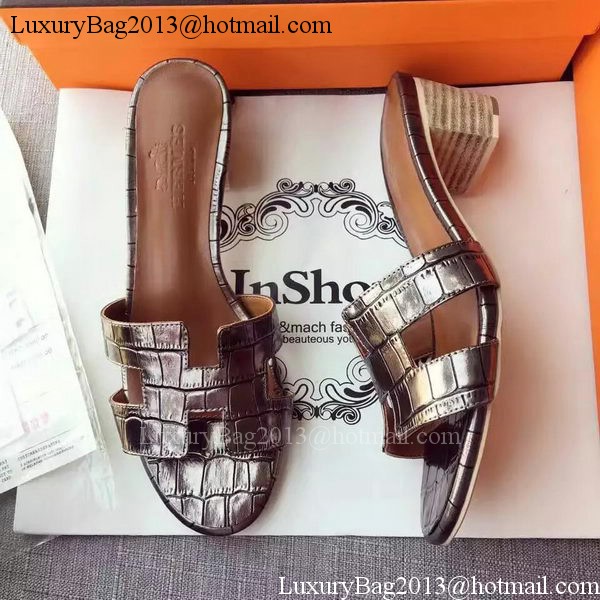 Hermes Leather Slipper HO742 Silver