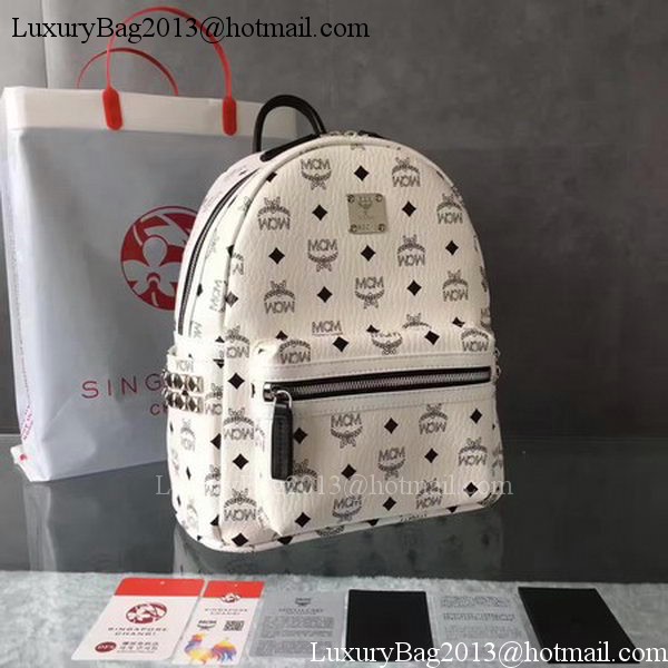 MCM Medium Top Studs Backpack MCM0039 White