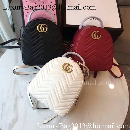 Gucci GG Marmont Quilted Leather Backpack 476671 White