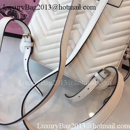 Gucci GG Marmont Quilted Leather Backpack 476671 White