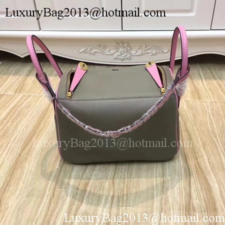 Hermes Lindy 30CM Original Leather Shoulder Bag LD30 Grey&Pink