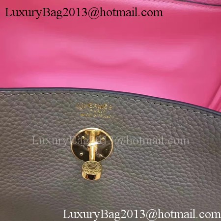 Hermes Lindy 30CM Original Leather Shoulder Bag LD30 Grey&Pink