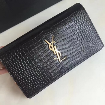 Saint Laurent mini Croco Leather Cross-body Shoulder Bag 360458 Black