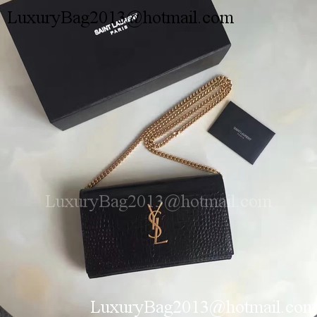 Saint Laurent mini Croco Leather Cross-body Shoulder Bag 360458 Black