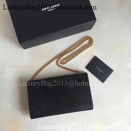 Saint Laurent mini Croco Leather Cross-body Shoulder Bag 360458 Black