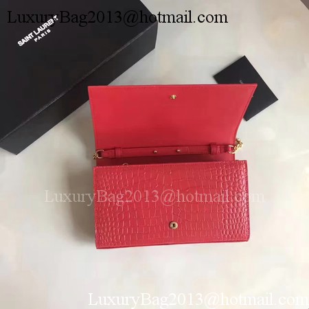 Saint Laurent mini Croco Leather Cross-body Shoulder Bag 360458 Red