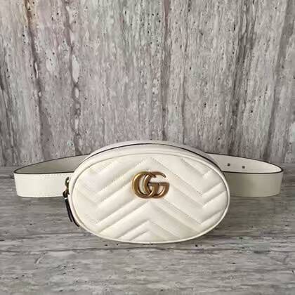 Gucci GG Marmont Quilted Leather Bag 476434 White