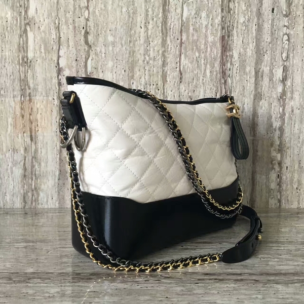 Chanel Gabrielly Calf Leather Shoulder Bag 93824 Black&White