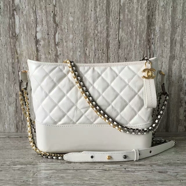 Chanel Gabrielly Calf Leather Shoulder Bag 93824 White