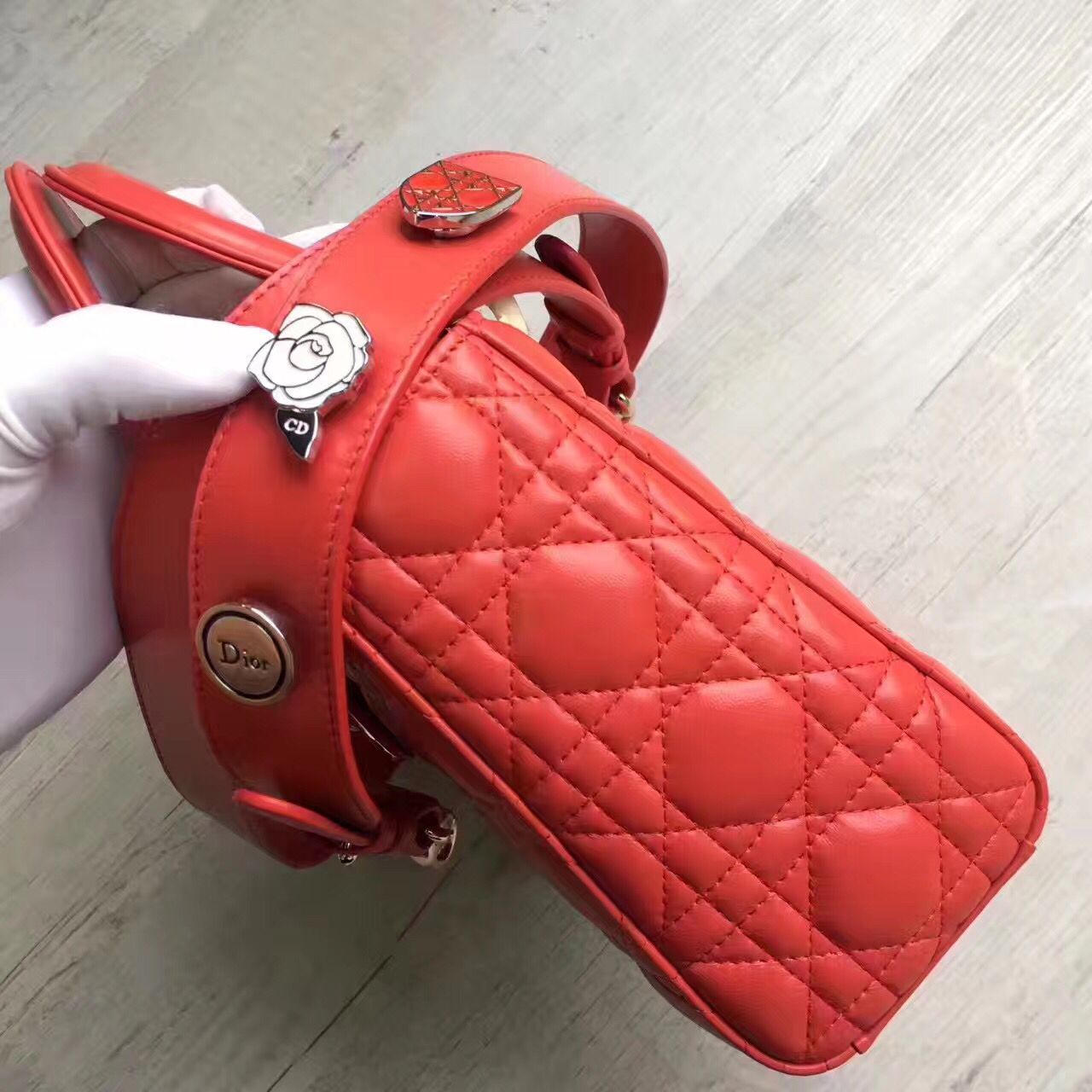 Dior Lady Bag Original Sheepskin Leather D6355 Red