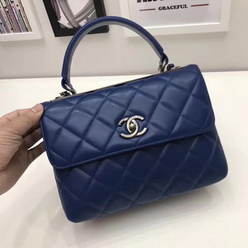 Chanel Classic Top Handle Bag Original Sheepskin Leather A92991 Royal