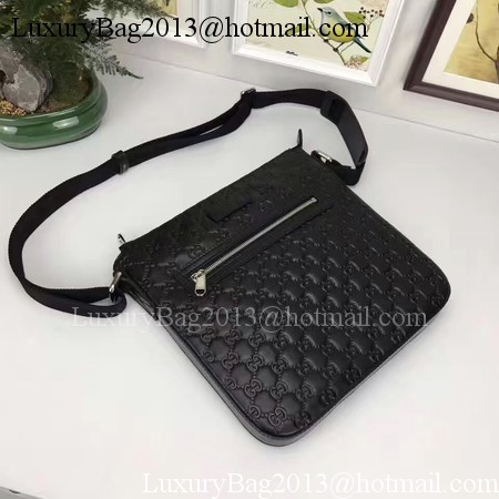 Gucci Signature Leather Messenger Bag 406408 Black