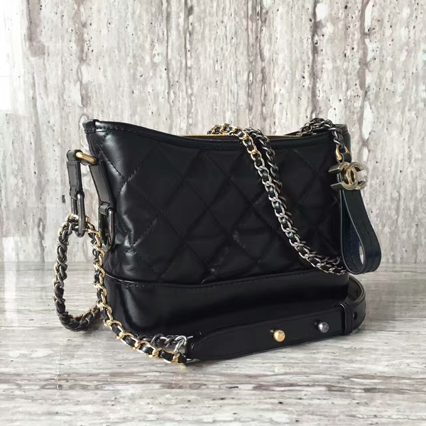 Chanel Gabrielly Calf Leather Shoulder Bag 93823 Black