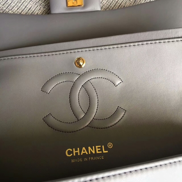 Chanel Flap Shoulder Bags Grey Original Sheepskin CF1112 Gold