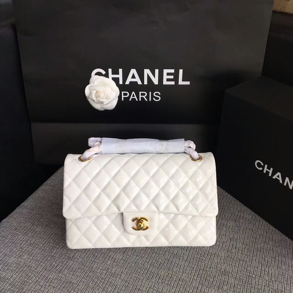 Chanel Flap Shoulder Bags White Original Patent Leather CF1112 Gold