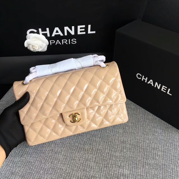 Chanel Flap Shoulder Bags Camel Original Patent Leather CF1112 Gold