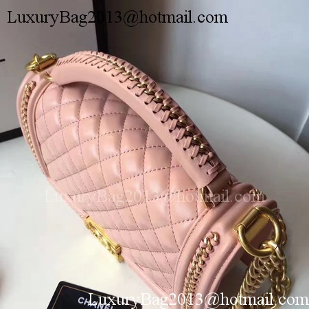 Boy Chanel Top Handle Flap Bag Original Sheepskin Leather A94804 Pink