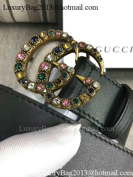 Gucci 34mm Leather Belt GG57001 Black