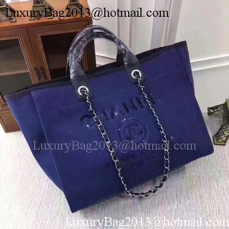 Chanel Canvas Tote Shopping Bag A68046 Royal