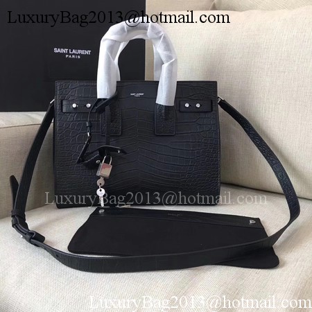 Yves Saint Laurent Classic Sac De Jour Bag Croco Leather Y398709 Black