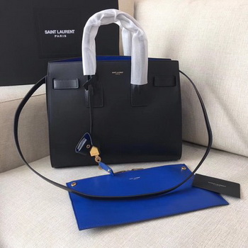 Yves Saint Laurent Classic Sac De Jour Bag Smooth Leather Y398709 Black&Blue