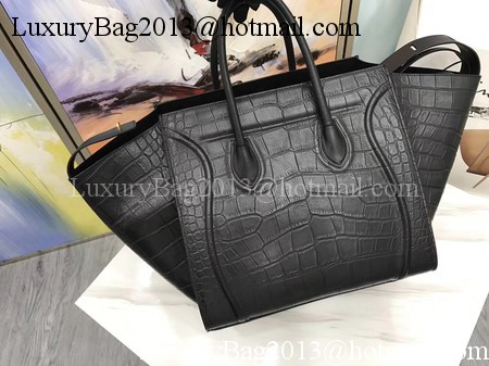 Celine Luggage Phantom Tote Bag Croco Leather CT3372 Black