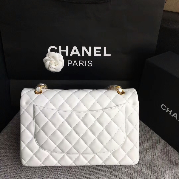 Chanel Flap Shoulder Bags White Original Lambskin Leather CF1113 Glod